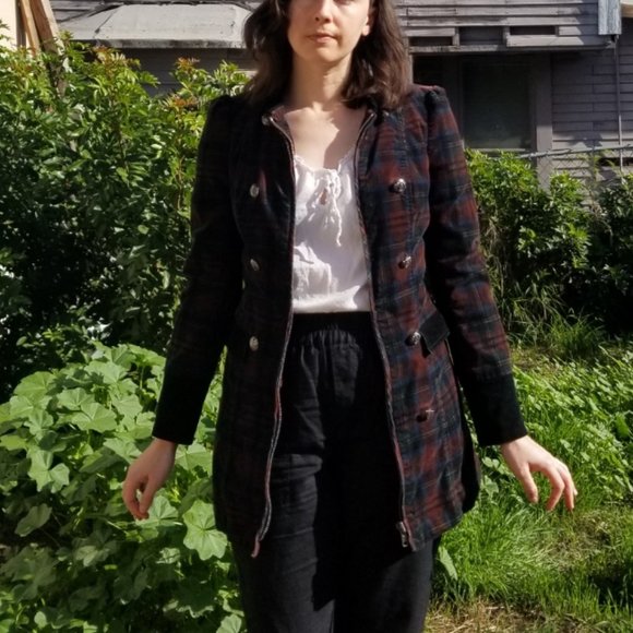 Free People Plaid Corduroy Coat---Size 0 - Picture 3 of 7